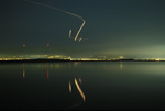 Aircraft at Night over San Francisco Bay's Salt Ponds